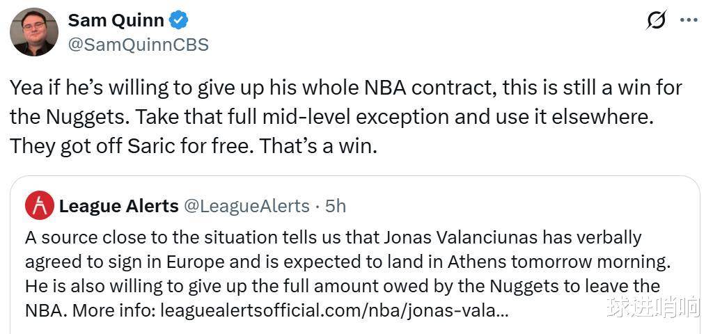 华体会网址-想回欧洲！瓦兰寻求买断合同掘金正说服他留在NBA
